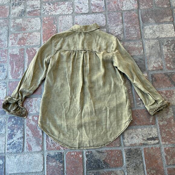 Pilcro & The Letterpress by Anthropologie Blouse Button Up Green XS Long Sleeve - Picture 3 of 3